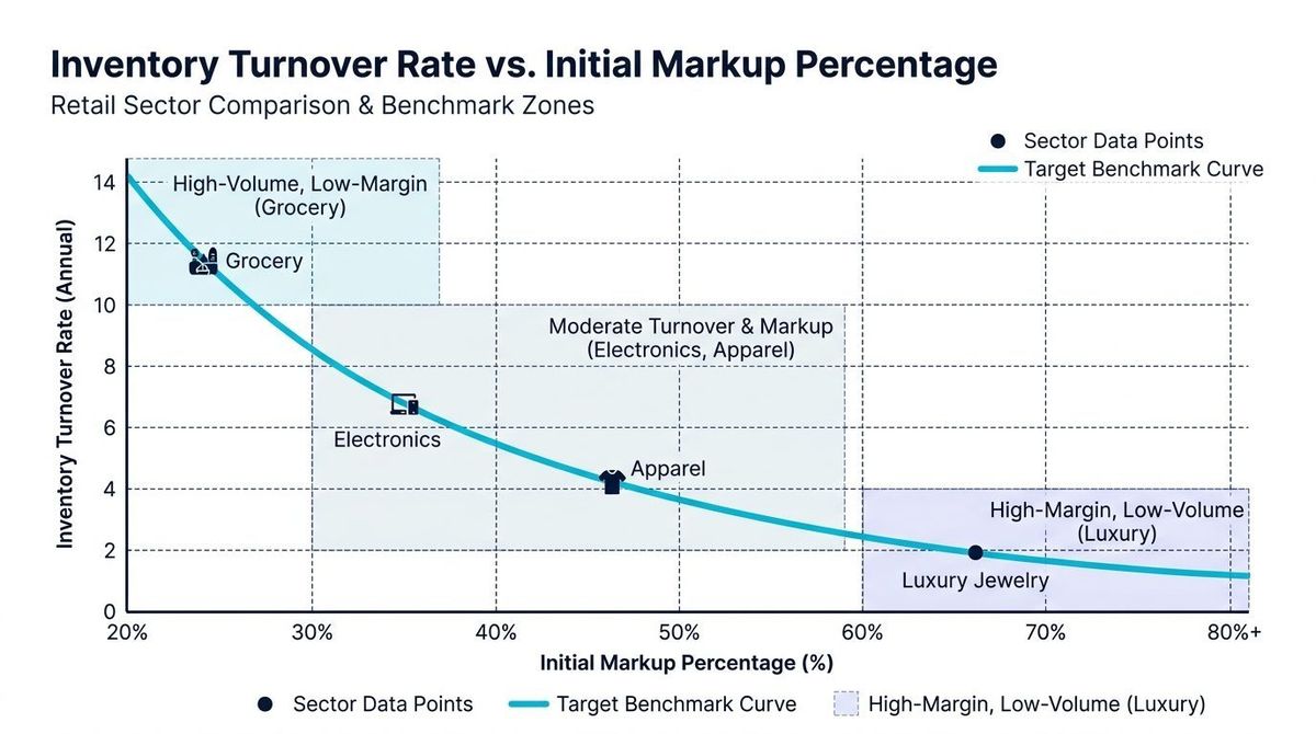 Retail inventory turnover vs initial markup elasticity curve diagram