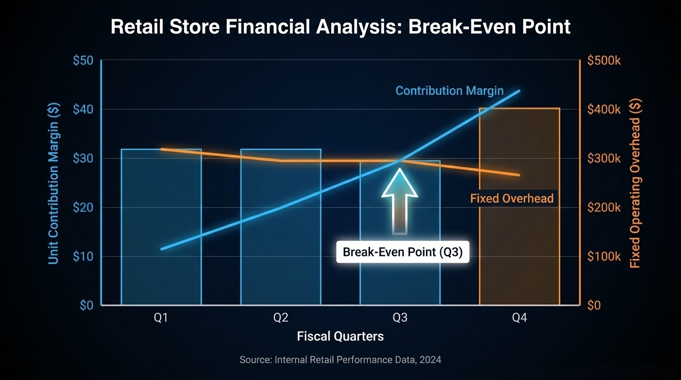 Retail break even point contribution margin chart